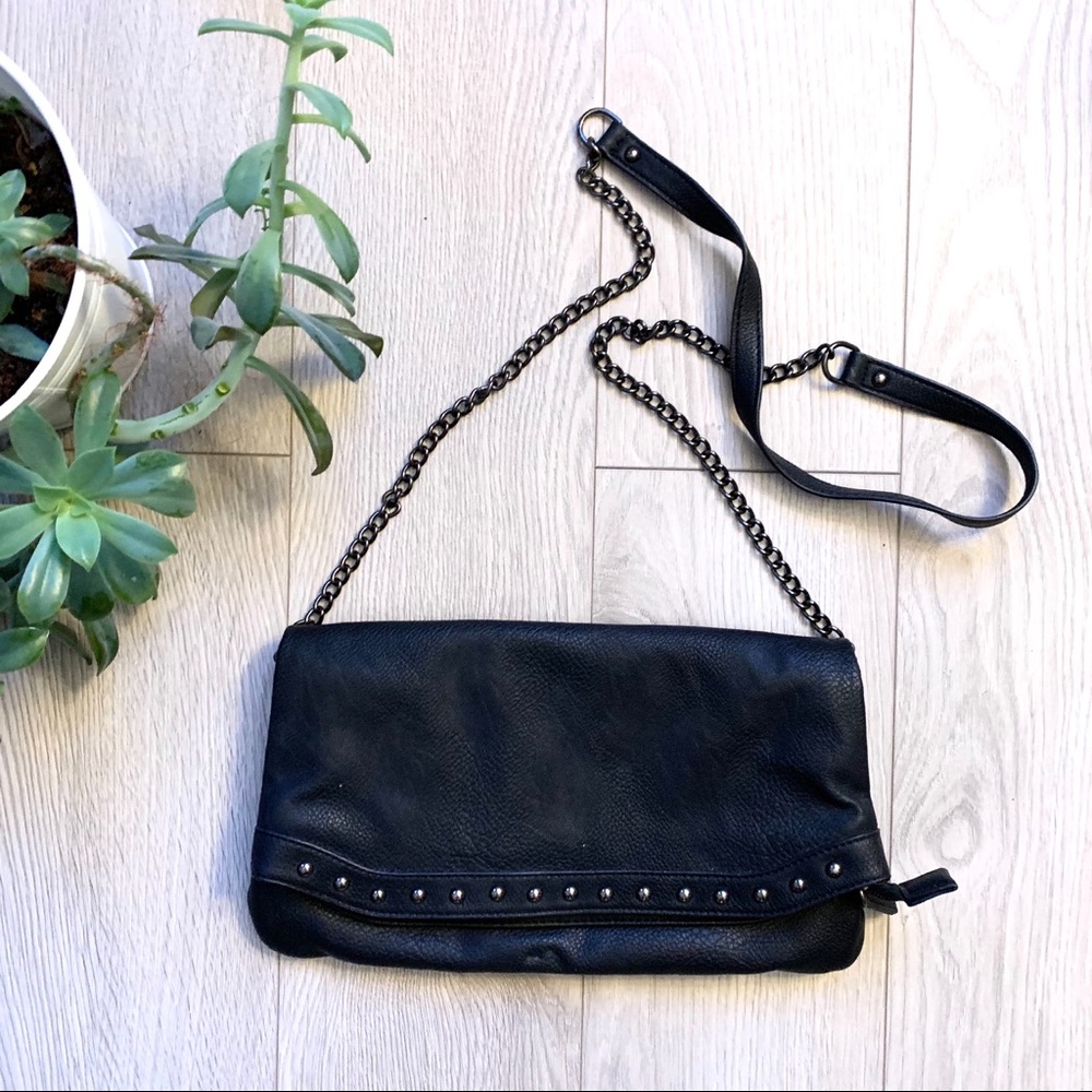 Aldo Black Leather Chain Strap Crossbody Bag